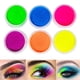 thumbnail image 1 of FindinBeauty Polvo de sombra de ojos con pigmento de neón, brillo reactivo UV en la luz negra, 6 colores verdaderos brillantes mezclados para cuerpo/sombra de ojos, fiesta de carn , maquillaje de Hall, 1 of 5