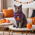 thumbnail image 6 of Sruoe Pet Holiday Triangle Bandana, Purple Owl‑Pumpkin Happy Halloween Print Tie‑On Dog Scarf, Holiday Bib for Dogs & Cats, Halloween Pet Accessory, 6 of 6