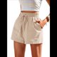 thumbnail image 3 of Pantalones Cortos de para Mujer, Informales, de Verano, de Cintura Alta, con Pierna y Cordón Ajustable, para Playa, Cómodos y A . Caqui XXL, 3 of 7