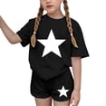 thumbnail image 4 of ITSAME Girls Outfits 2-Piece, Star Print Crewneck T-Shirts and Shorts Summer Loose Casual Clothes Set Black Size 13-14, 4 of 8