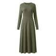 thumbnail image 5 of ZQUUVOU Women's Ribbed Sweater Dress Long Sleeve Round Neck Comfortable Maxi Tunic Business Casual Formal Outfits Olive Green, 5 of 8