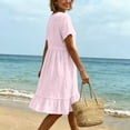 thumbnail image 5 of MYAOYI Womens Summer Casual Short Sleeve Button Down Ruffle Hem Dress Loose Fit Beach Vacation, 5 of 8