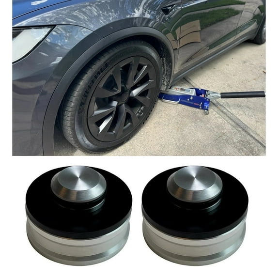 LRNJ MOTORWORKS SET OF 2 LIFT JACK POINT PAD ADAPTERS ALUMINUM WITH SPACER COMPATIBLE WITH TESLA MODEL X 09/2015 - 02/2021, PART # LRNJ MOTORWORKS#14