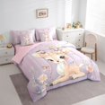 thumbnail image 3 of Castle Fairy Kawaii Animal Deer Bedding Comforter Set 7pcs for Kids Boys Girls,Flowers Flying Butterflies Queen Bedding Sets Super Cozy,Cartoon Jungle Wildlife Queen Sheet Sets,Breathable Home Decor, 3 of 8