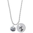 thumbnail image 1 of Delight Jewelry Silvertone Small Jack O'Lantern with Stem Silvertone Script Initial Disc - I - Charm Necklace, 20"+3", 1 of 4