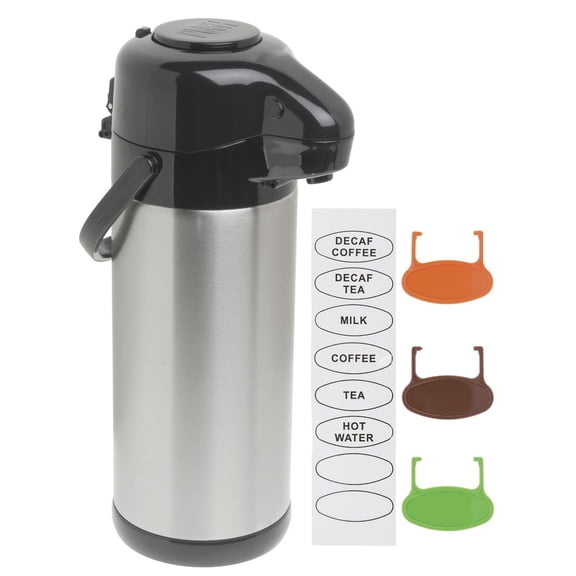 HUBERT® Airpot Coffee Server with Pump Lid 3 Liter Stainless Steel Stainless-Lined