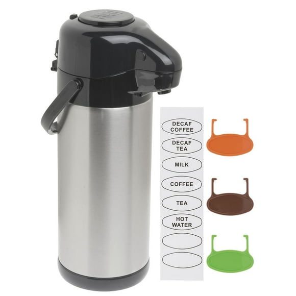 HUBERT Airpot Coffee Server with Pump Lid 3 Liter Stainless Steel Stainless-Lined