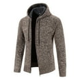 thumbnail image 3 of Men's Long Sleeve Hooded Cardigan Sweater Knitwear Hooded Cardigan Sweater Warm Zip Up Full Zip Winter Cozy Fall Fitted Cardigans Jacket Outwear, 3 of 4