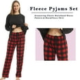 thumbnail image 4 of LNFINTDO Matching Couple Pajama Set, Matching Pjs for Couples, Plaid Pajama Set for Women and Men Soft Warm Fleece Shirt and Pants Sleepwear Set, Red Plaid, Medium, 4 of 7