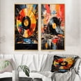 thumbnail image 1 of Designart "Retro Disc Popart Dreams II" Vinyl Records Framed Wall Art Set Of 2 - Multi-Color Fashion Framed Canvas Set For Living Room Decor, 1 of 6