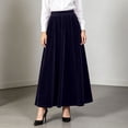 thumbnail image 2 of Wxolcjlv Womens Velvet Maxi Skirt Elastic Waist Pleated Full Cut Skirts, 2 of 6