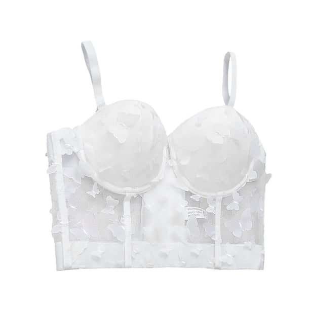 Gibobby Corsé exterior de chaleco pequeño con diseño de de encaje a la moda Sexy para mujer(Blanco,CH)