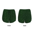 thumbnail image 3 of Yiaed Emerald Green Sparkling Print Women's Running Shorts with Liner 3 Zipper Pockets Elastic Workout Athletic Gym Yoga Shorts-X-Large, 3 of 7