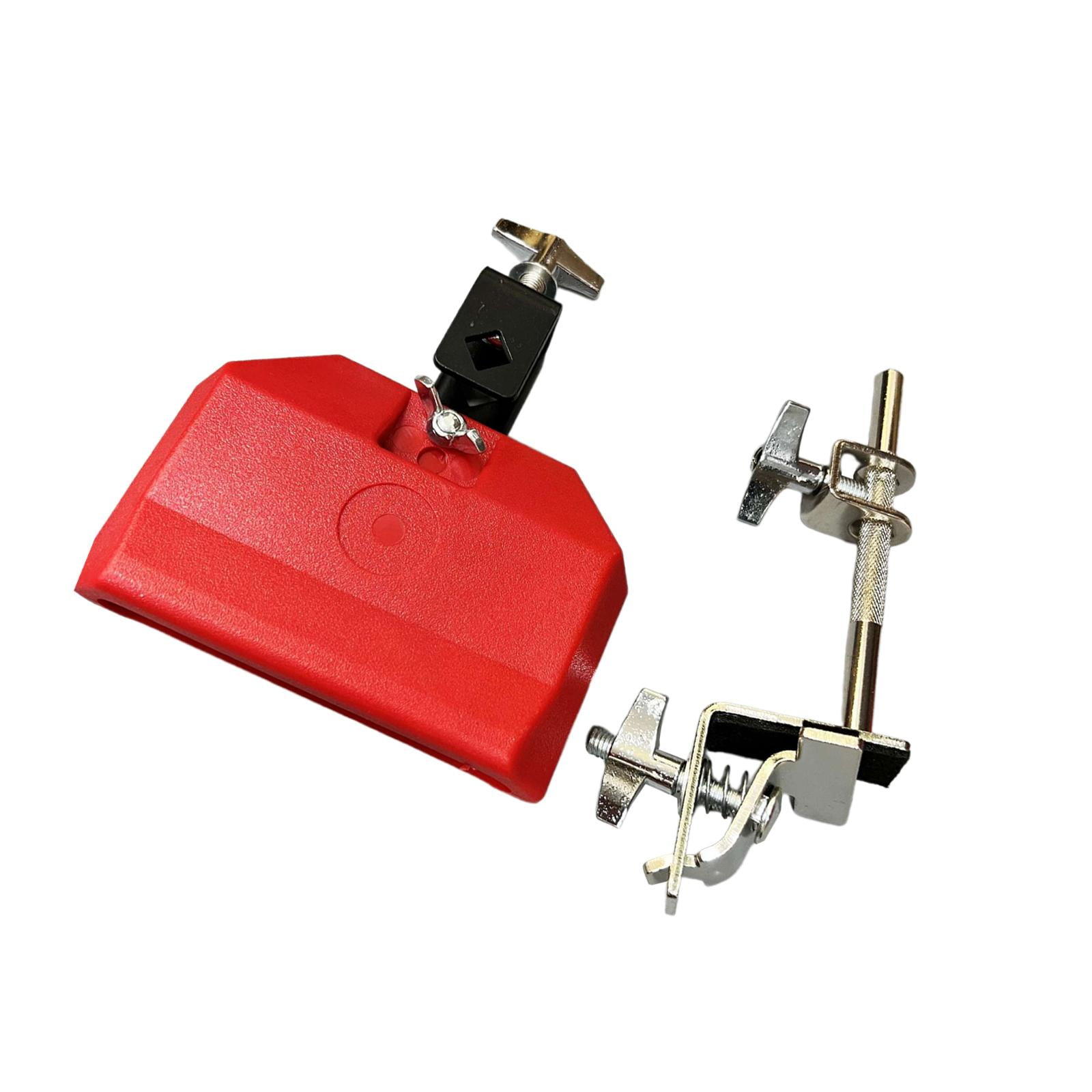 TISHITA High Pitched Cow Bell with Holder Clamp Percussion for Party Red