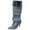 Blue, variant on Women's Knee High Shark Boots Pointed Toe High Heels Ruched Stiletto Slouchy Party Boots Detachable Snap-off Panel