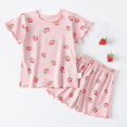 thumbnail image 2 of YunPes Toddler Girls Cute Floral Print Clothing Set Short Sleeve T-shirts & Shorts 2PC Outfits Lettuce Trim Graphic Loungewear Summer, 2 of 6