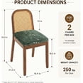 thumbnail image 2 of Mid Century Modern Rattan Dining Chairs Set of 2, Upholstered Dining Chairs with Woven Cane Back, Solid Wood Kitchen & Dining Room Side Chairs, Farmhouse Accent Chairs, Walnut Finish, Olive Green, 2 of 8