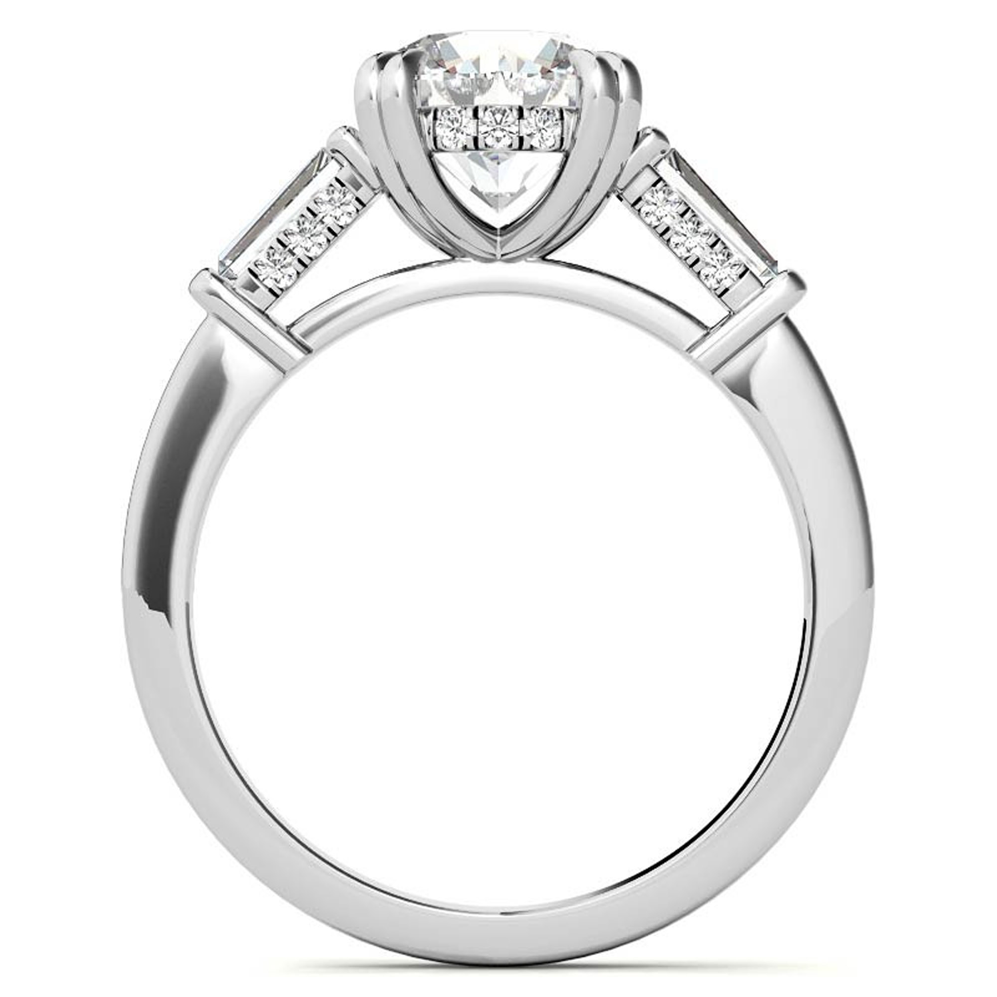 Auory Classic 3 Carat Round Cut Moissanite - Three Stone - Victorian Engagement Ring in 18K White Gold Plating over Sterling Silver Ring for Women