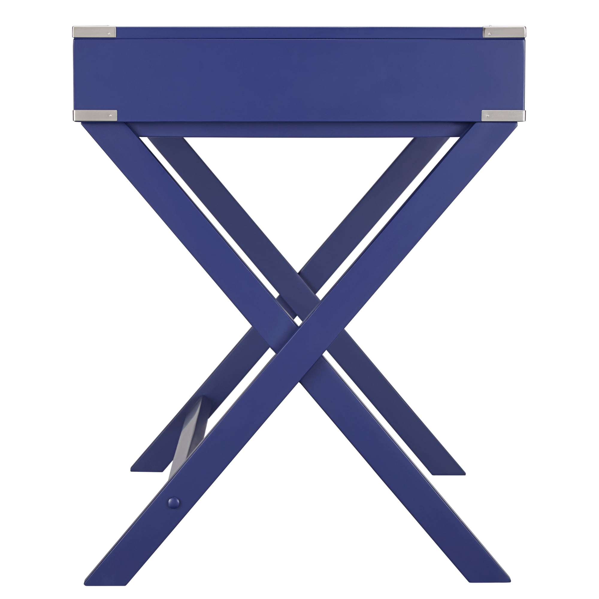 Weston Home Wood X-Base Campaign Writing Desk with Drawers, Twilight Blue
