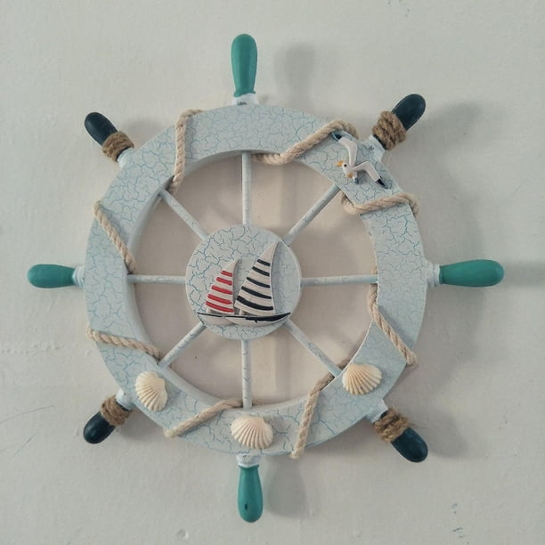 Decoración de pared, volante, aspecto pirata, aspecto barco, de madera, 28 cm