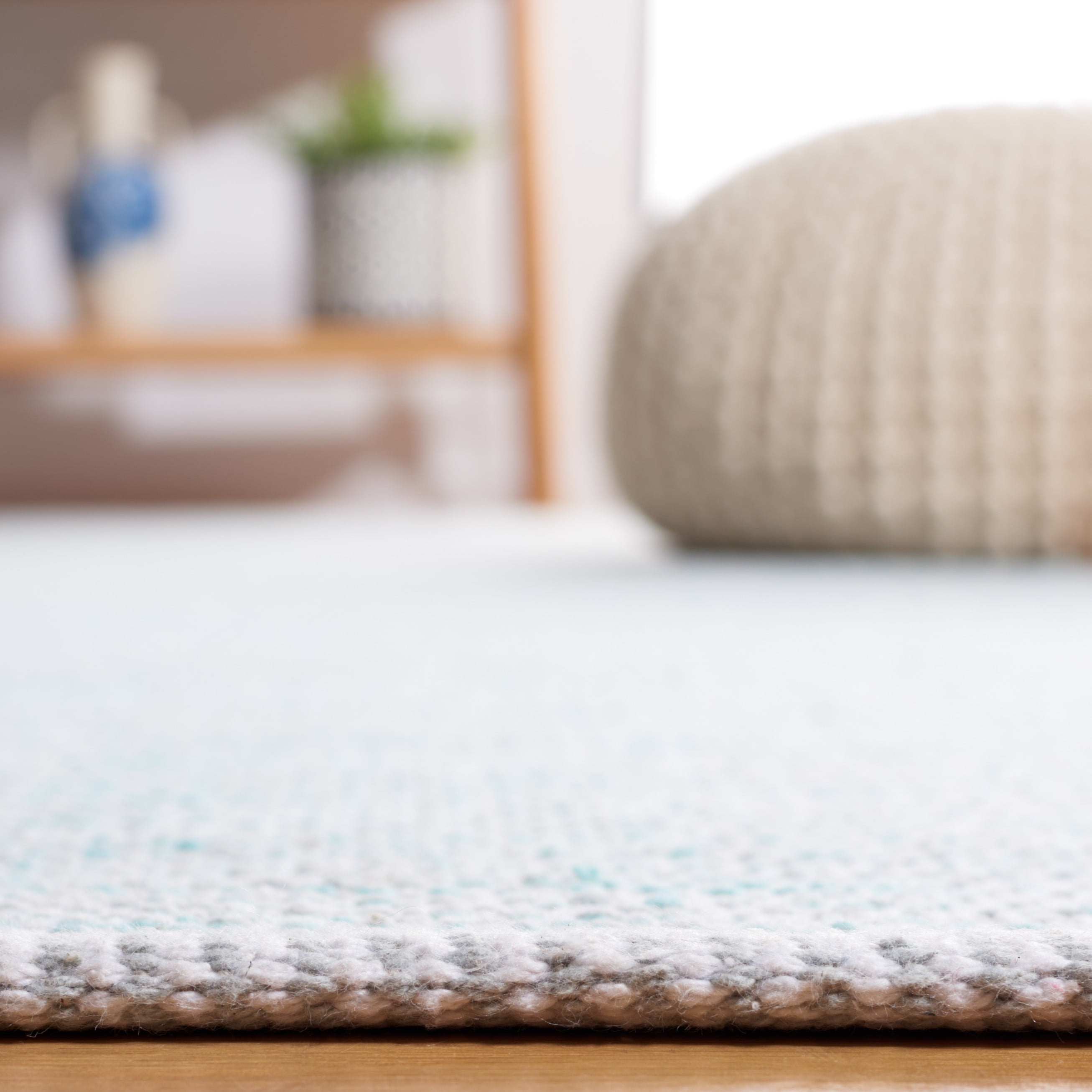SAFAVIEH Montauk Cian Distressed Cotton Area Rug, Turquoise/Grey, 8' x 10'