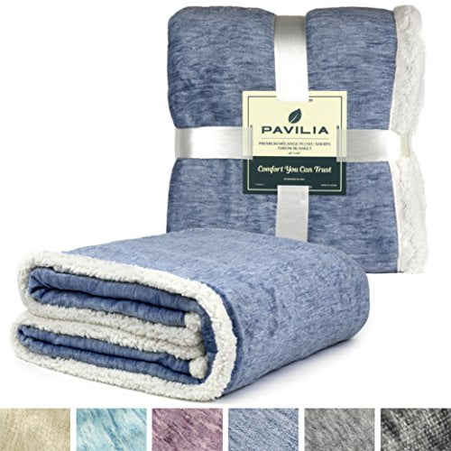 PAVILIA Melange Sherpa Fleece Blanket Twin Size | Super Soft, Reversible, Microfiber Fleece Blanket Throw | Luxurious Plush Fu