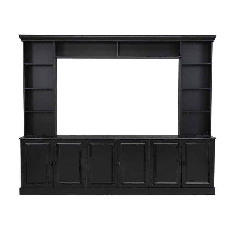 4-Piece Mid-Century Wall Unit Entertainment Center with Bookshelf for TVs Up to 70", Versatile TV Stand with Adjustable Shelf for Living Room
