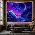 thumbnail image 6 of Ocean Waves Fantastical with Boundary Between Cosmic Foreground, Mystical Fantasy for Space Lovers, Galaxy Room Decor, Housewarming Gift, Tapestry Wall Hanging for Bedroom and Dorm, 6 of 7