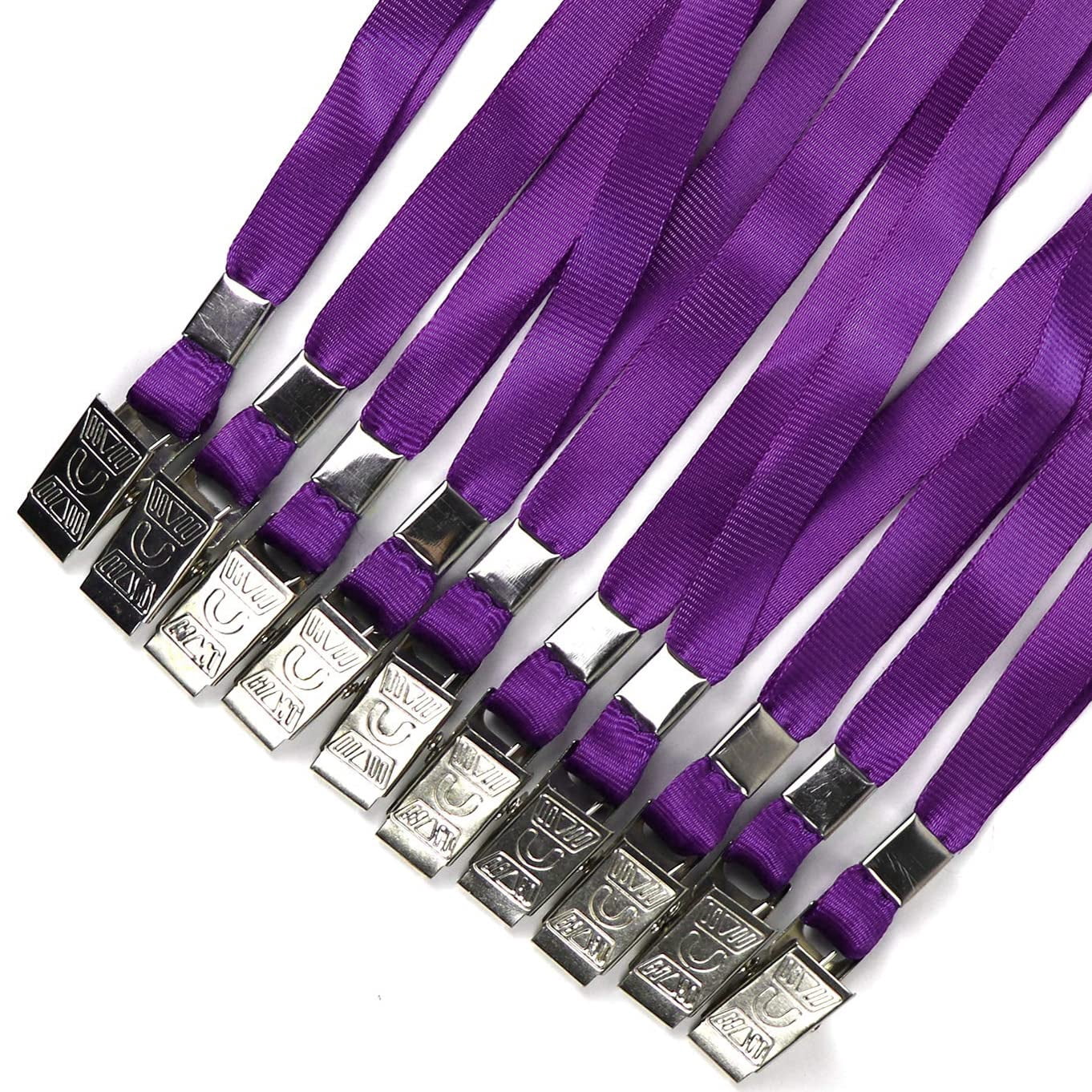 Purple Lanyards 100 Pack Nylon Flat Badge Lanyard For Id Name Tag (purple  100 Pack)