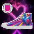 thumbnail image 2 of Coolcustomize Women's Neon Heart Burst High-top Sneakers, Lace-Up Round Toe Casual Shoes with Neon for Wear, Valentine's Outfits & Daily Fashion, Comfortable Fabric Upper & Sole Canvas Boots, 2 of 10