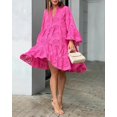 thumbnail image 2 of Ponmsva Robe Midi d'Été Sexy à Manches Longues Col en V Dentelle Illet Creux Plage, 2 of 3