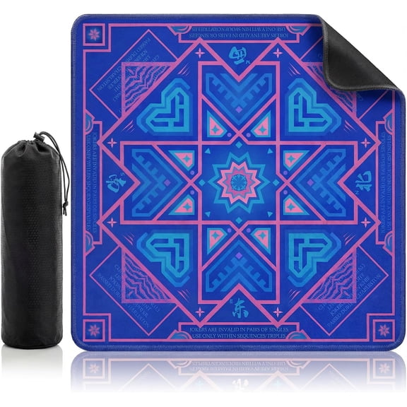 Blue Mahjong Mat 32.4 x 32.4in, Non-Slip Noise-Reducing for American Mahjong & Board Games