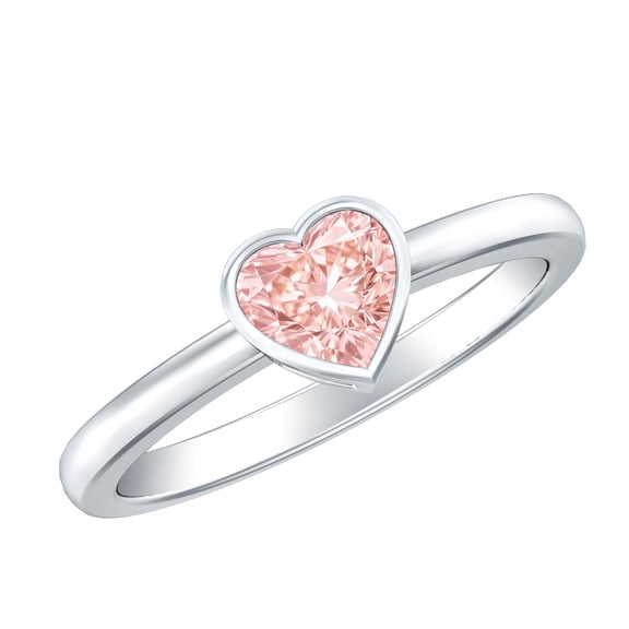 Rosec Jewels Lab Grown Pink Diamond Promise Ring - Bezel Set Diamond Ring - 1 Ct - VVS Grade - Gift for Special Occasions, 925 Sterling Silver, US 4.00