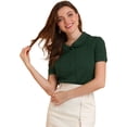 thumbnail image 1 of INSPIRE CHIC Camisa De Manga Corta Suave Con Botones Y Cuello Peter Pan Dulce Para Mujer Verde oscuro S, 1 of 6