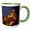 Green/White, variant on 3drose, San Marino. Mountain Castle Lit at Night., 11oz Magic Transforming Mug