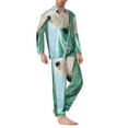thumbnail image 2 of Fotbe Dog Wrapped in Towel Pattern Long Sleeve Pajama Set for Men,Sleepwear Set,2-piece Loungewear Set,Soft PJs Comfy Nightwear with Pockets-Large, 2 of 7