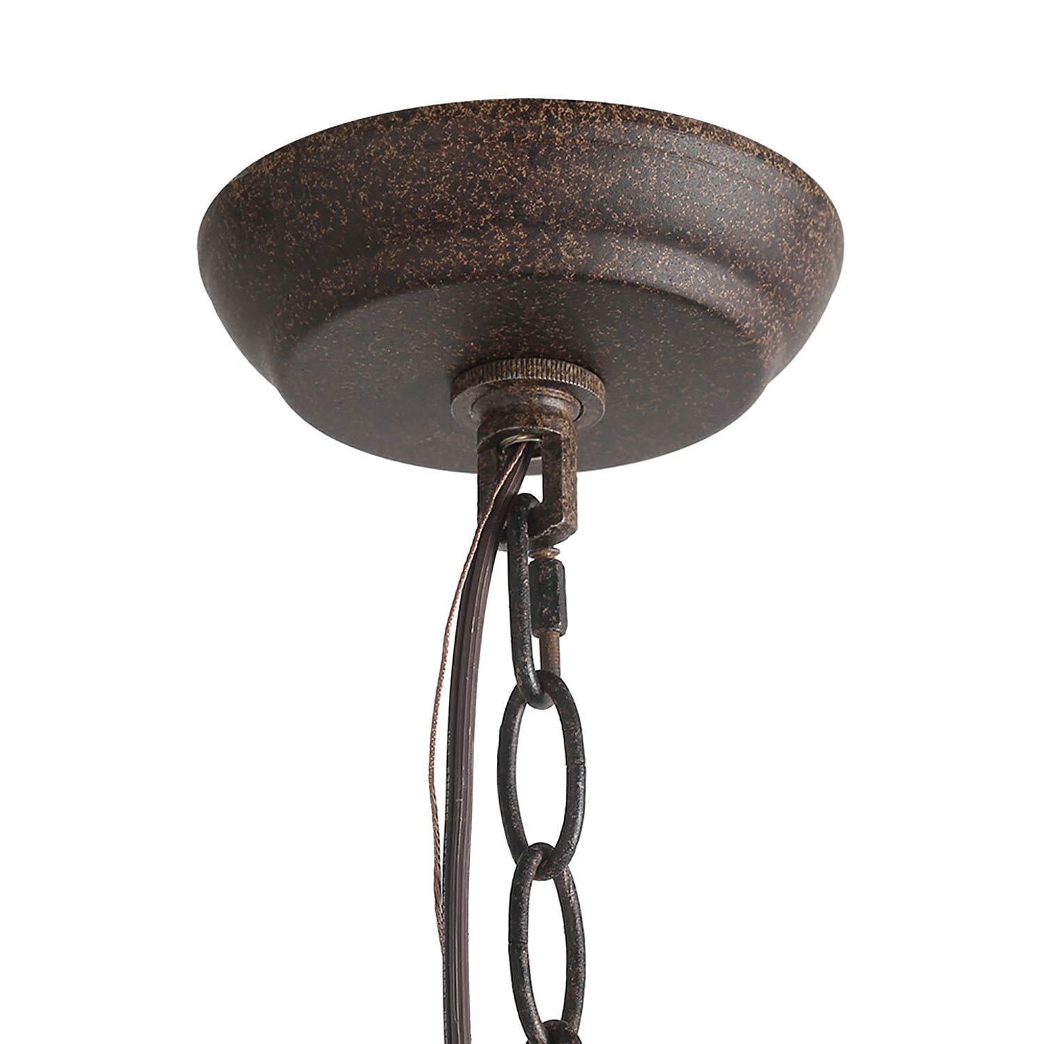 LNC 5-Light Farmhouse Bronze Candle Style  Antique Wood Chandelier