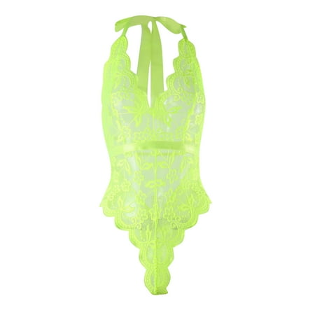 

Gubotare Crotchless Lingerie For Women Women Lingerie Set Lace Teddy Strap Bodysuit with Garter Belts Bra and Panty Sets A XXL