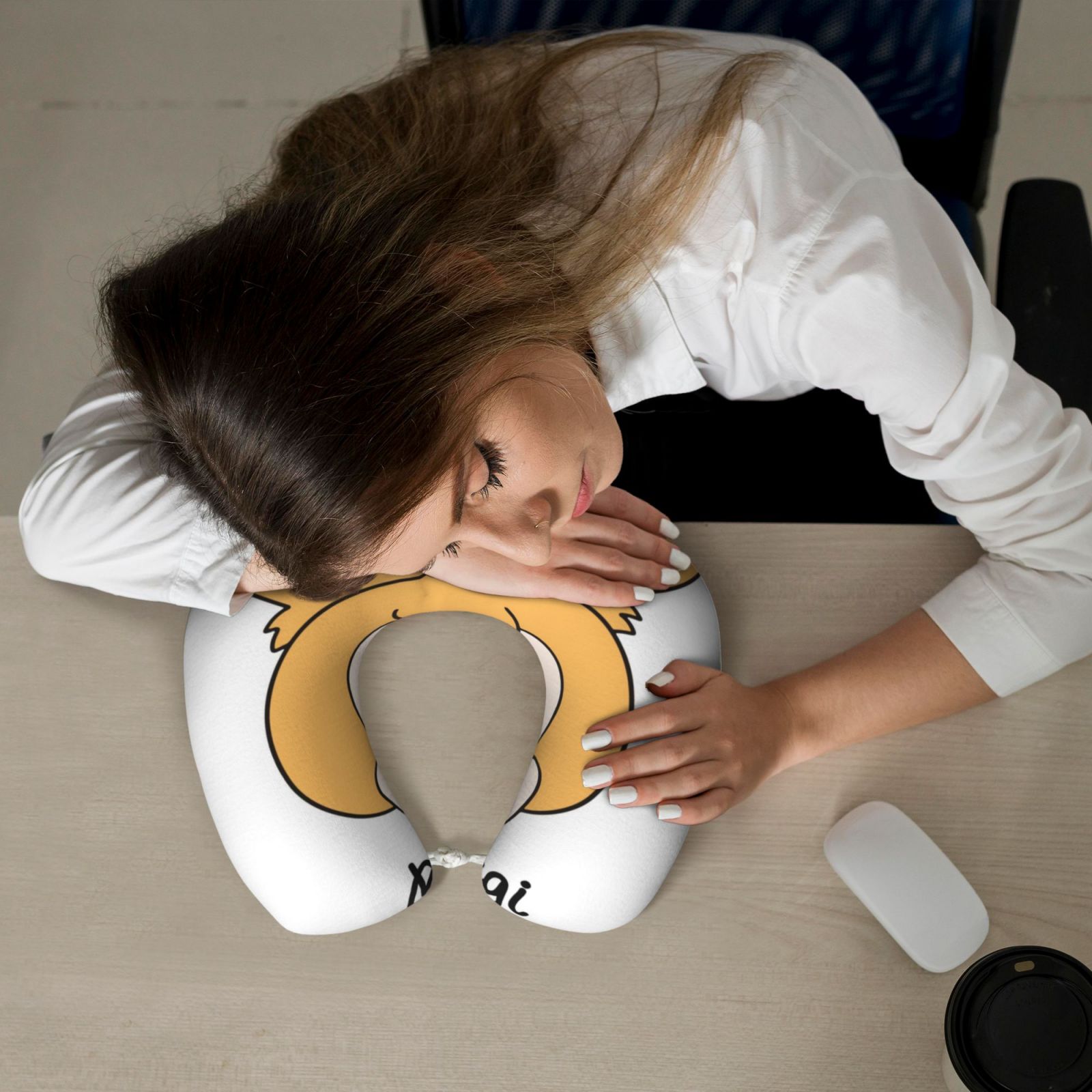 Xecao Prince Corgi Dog Print Memory Foam Cervical Neck Pillow Versatile U-Shaped Pillows for Home,Office,Camping,Travelling,Soft Washable Cover