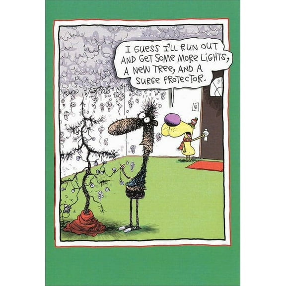 Nobleworks New Surge Protector Funny / Humorous Christmas Card (1 card/1 envelope)