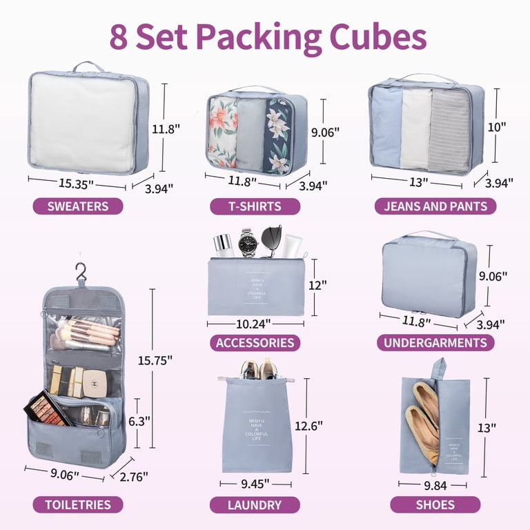 Ktaxon 3-Piece Softside Luggage Set With 8 Set Pcaking Cube TSA