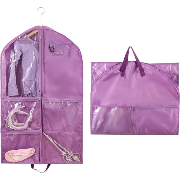 Numjaw Garment Bag,40 inch Garment Bags for Hanging Clothes,Waterproof Hanging Garment Bags,Garment Bags for Travel Storage(Purple)
