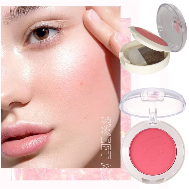 Sweet Powdery Flower Ripple Lasting Ruddy Moisturizing Concealer Trimming Nude Makeup Rouge,Pink Makeup White Blusher