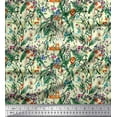 thumbnail image 1 of Soimoi Georgette Viscose Fabric Leaves & Cartoon Animals Jungle Print Sewing Fabric Yard 42 Inch Wide, 1 of 1