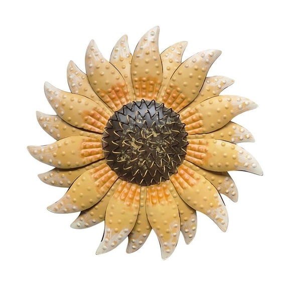 SPOORYYO Handcrafted Wrought Iron 3D Sunflower Wall Decor for Modern Home - Elegant Artificial Flower Pendant
