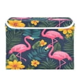 thumbnail image 7 of Yayeee Collapsible Cube Storage Bin with Lid Fabric Closet Decorative Basket with Handles, Yellow Floral Flamingo, 7 of 7
