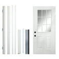 thumbnail image 2 of 36 x 80 Fiberglass Entry Door, 4-9/16 in. New Packaging Vinyl Frame,9 Lite Low-E Glass - Primed Front Door for Home's Front Entrance, Right Hand Inswing, White Oak Wooden Grain Knock-Down Door, 2 of 8