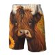 thumbnail image 4 of Balery Countryside Sunflower Cow Traje de Baño Estilo Hawaiano para Hombre, Shorts de Secado Rápido con Bolsillos-Large, 4 of 6