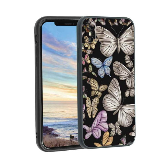 Compatible with iPhone XS Max Phone Case, Butterflies 73 Case Men Women, Flexible Silicone Shockproof Case for iPhone XS Max