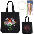 thumbnail image 5 of 1Set DIY Canvas Bag Flower Embroidery Kits Include Polyester Threads Iron Needles and Plastic Embroidery Frame Black, 5 of 9